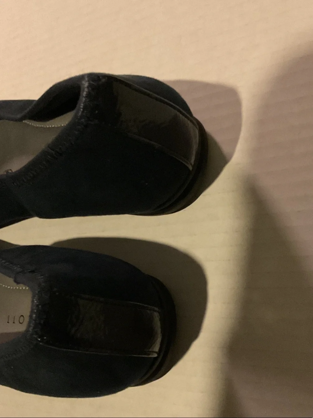 Karen Scott Dark Navy Suede Ballet Flats with Linked Metal Accent